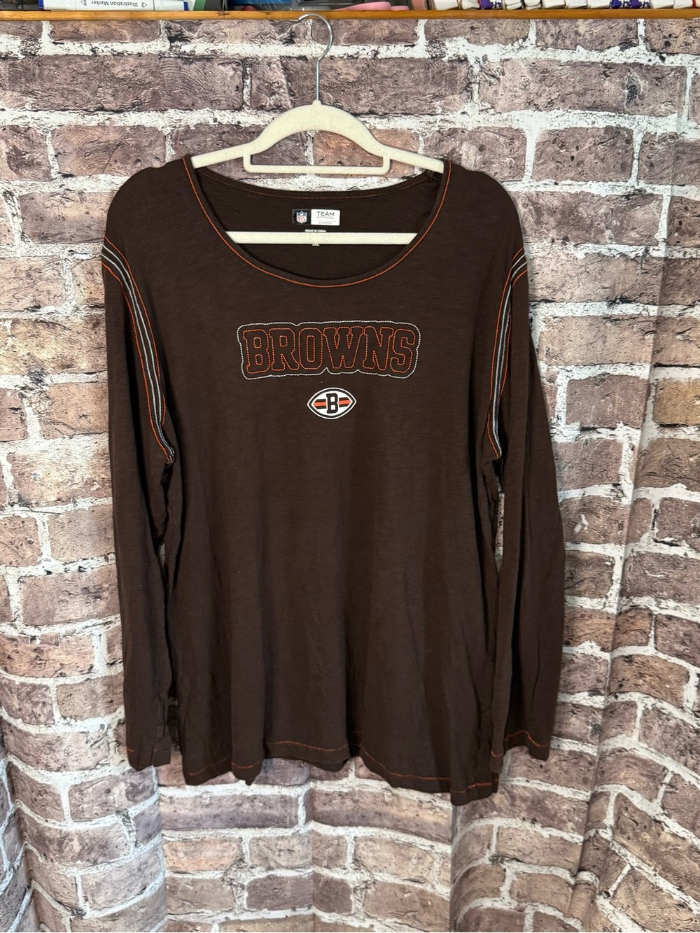 Team Apparel Browns Brown Long-Sleeve Tee with Orange Trim
